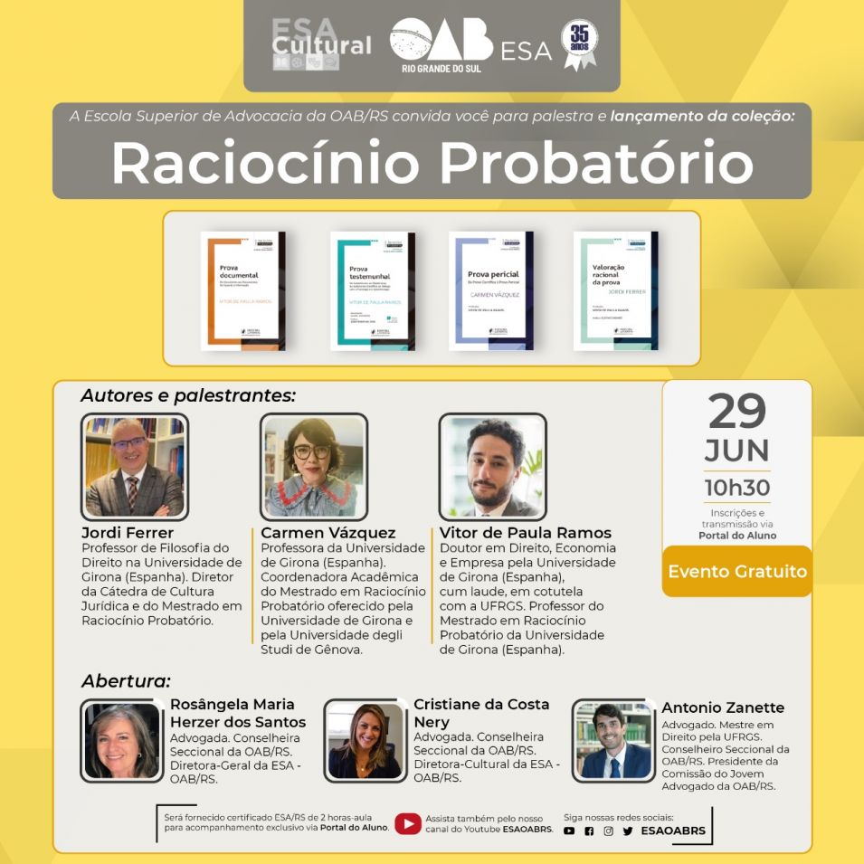 OAB RS Raciocínio Probatório Palestra e Lançamento da Coleção